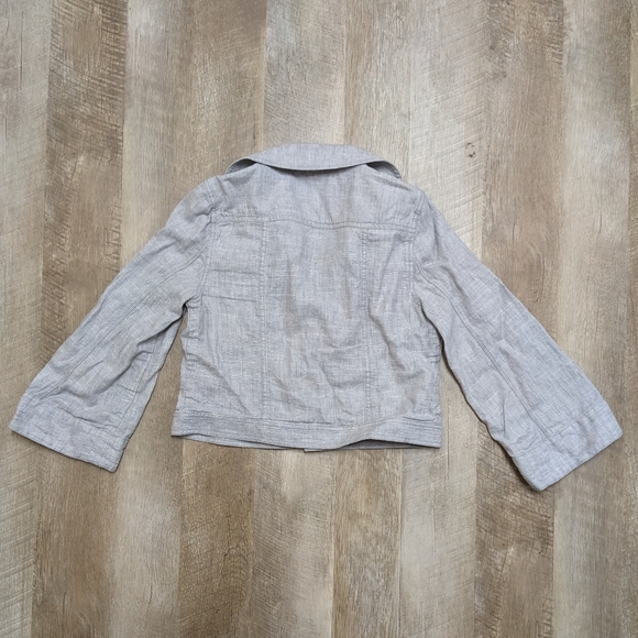 Loft Ann Taylor Gray Linen Blend Jacket Wide Sleeves - Picture 3 of 9